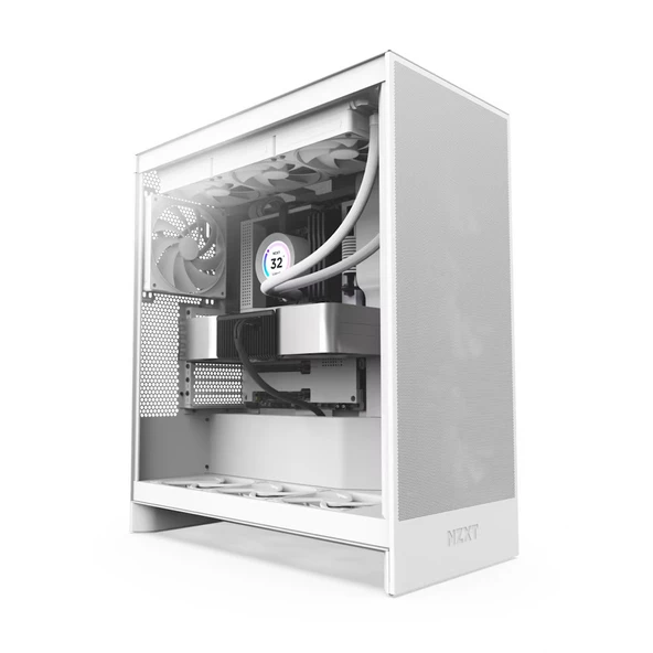 NZXT H7 Flow(2024) CM-H72FW-01 White Tempered Glass USB 3.2 ATX Mid Tower Kasa ürün görseli 1