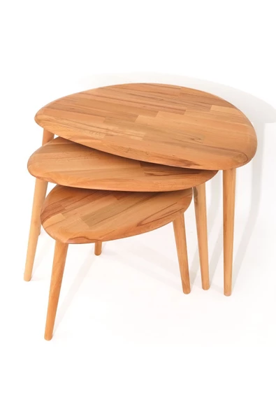 Naturel Masif Doğal Tekli, 2'li, 3'lü Zigon Sehpa Set, Modern Masif Yan Sehpa ürün görseli 1