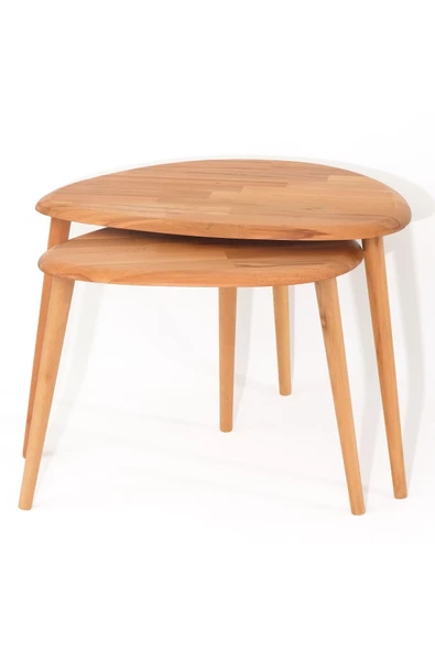 Naturel Masif Doğal Tekli, 2'li, 3'lü Zigon Sehpa Set, Modern Masif Yan Sehpa ürün görseli 1