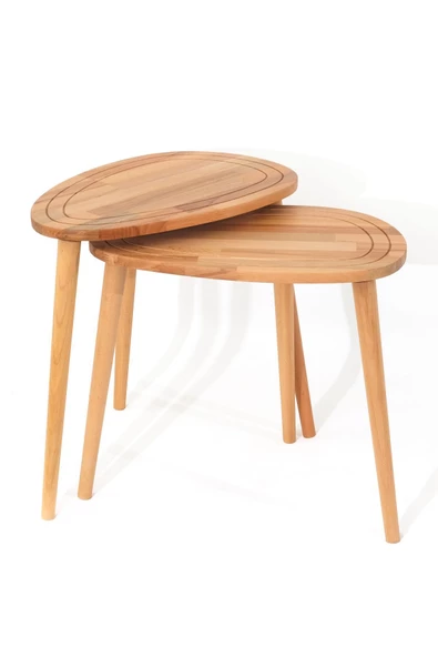 Sweet Naturel Masif Doğal Tekli, 2'li, 3'lü Zigon Sehpa Set, Modern Masif Yan Sehpa ürün görseli 1