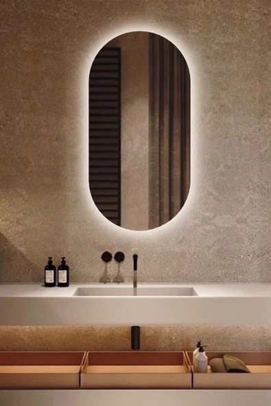 Led Işıklı - Beyaz Işık Rengi - Modern Dekoratif Duvar Aynası ürün görseli 1