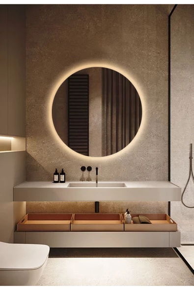 Led Işıklı - Gün Işığı Rengi - Modern Dekoratif Duvar Aynası ürün görseli 1