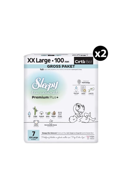 Sleepy Bio Natural Premium Plus Gross Paket Bebek Bezi 7 Numara Xxlarge 200 Adet - Resim 2