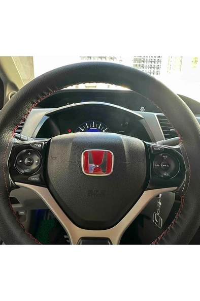 Honda Civic Ies Makyajlı Fd6 Fb7 Fc5 Uyumlu 2005-2020 Kırmızı Direksiyon Logosu ürün görseli 1