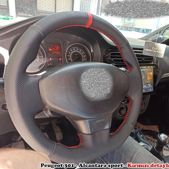 Peugeot 301  Araca Özel Direksiyon Kılıfı (Nubuk Noktalı) ürün görseli 1