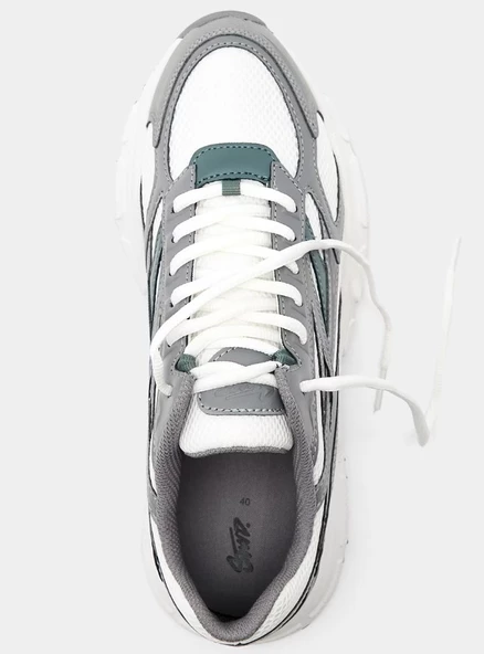 Pull & Bear Gri Beyaz Sneaker Ayakkabı - Resim 4