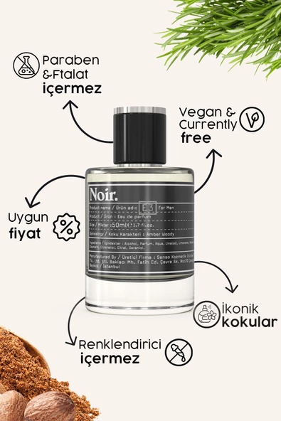 E3 Erkek EDP Parfüm 50 ML - Resim 3