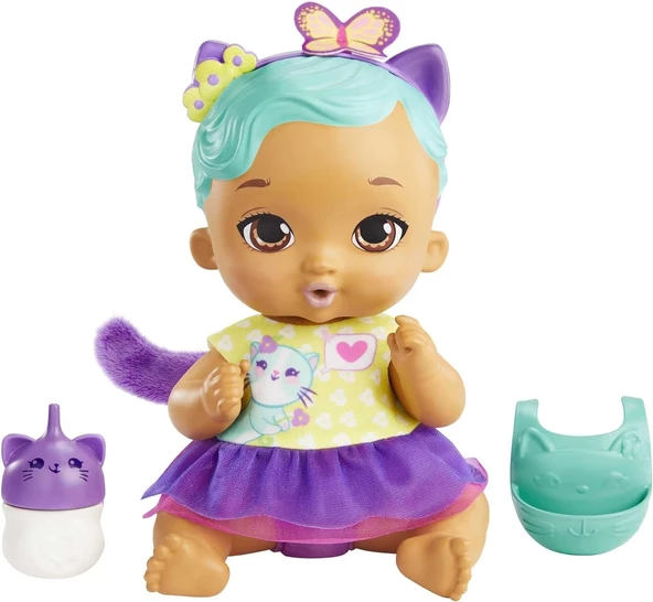My Garden Baby Yavru Kedi Bebeğimin Bakım Zamanı - Mavi Saçlı Bebek (30 cm), Tekrar kullanılabilen bebek bezi, önlüğü, b ürün görseli 1
