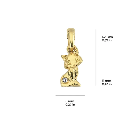 14 Ayar Altın Kedi Kolye Ucu 0,53 gr - Resim 3