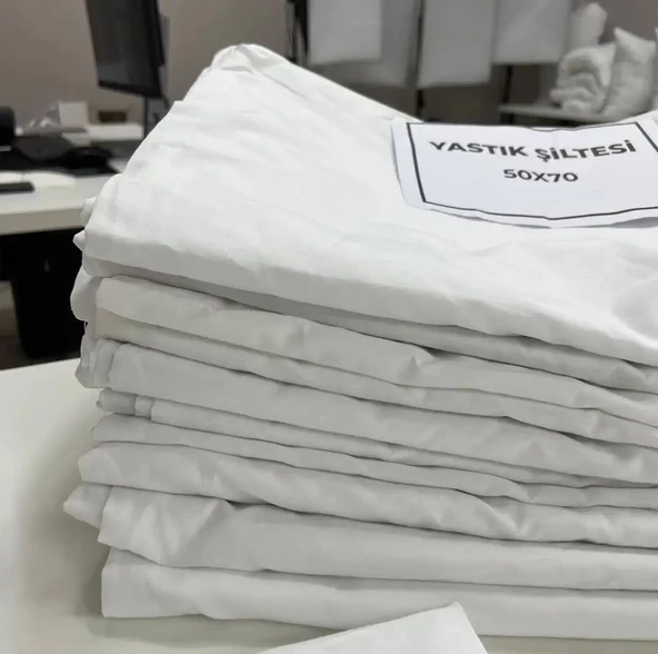 Mandaş 50 Adet Yastık Astarı Kılıfı Pamuklu Beyaz Fermuarlı (50x70) ürün görseli 1
