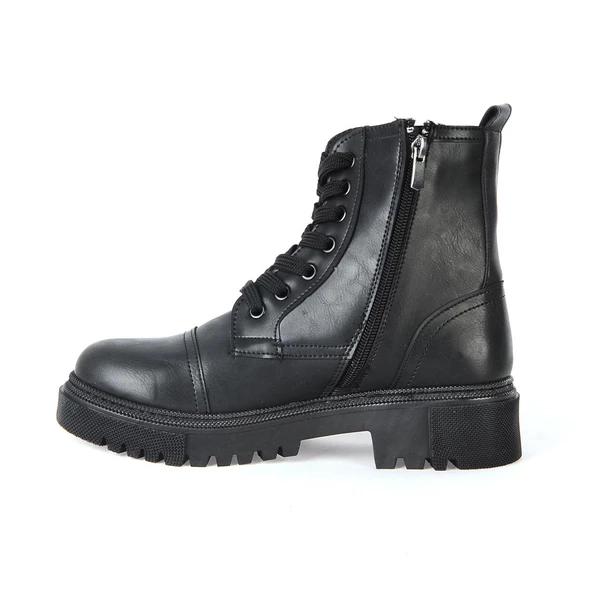 MP 222-2736Zn Siyah Kadın Düz Bot - Resim 3