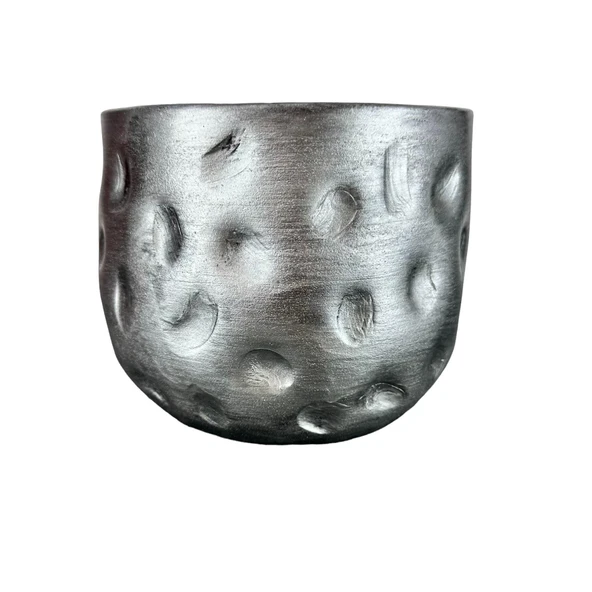 Bitki Tasarımı Gümüş Desenli Toprak Saksı Saksılık Salon Çiçeklik - 19 CM ürün görseli 1