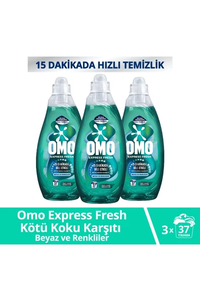 Omo Express Fresh Kötü Koku Karşıtı Beyaz & Renkliler Sıvı Çamaşır Deterjanı 1480 Ml x 3 Adet ürün görseli 1