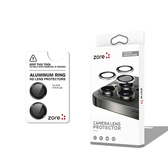 Vendas iPhone 16 Zore CL-12 Premium Safir Parmak İzi Bırakmayan Anti-Reflective Kamera Lens Koruyucu ürün görseli 1