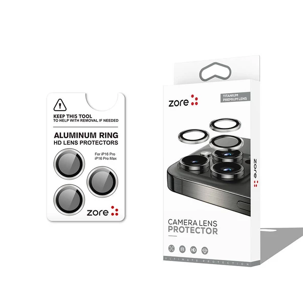 Vendas iPhone 16 Pro Max Zore CL-12 Premium Safir Parmak İzi Bırakmayan Anti-Reflective Kamera Lens Koruyucu ürün görseli 1