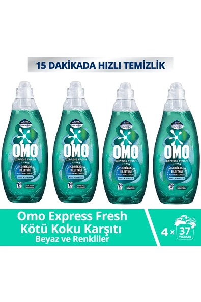 Omo Express Fresh Kötü Koku Karşıtı Beyaz & Renkliler Sıvı Çamaşır Deterjanı 1480 Ml x 4 Adet ürün görseli 1
