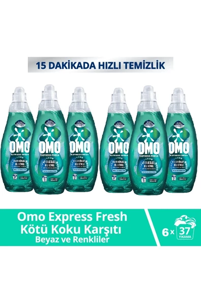Omo Express Fresh Kötü Koku Karşıtı Beyaz & Renkliler Sıvı Çamaşır Deterjanı 1480 Ml x 6 Adet ürün görseli 1