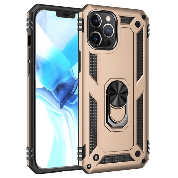 iPhone 12 Pro Max Kılıf Panzer Ring Tam Koruma Arka Kapak - Resim 6