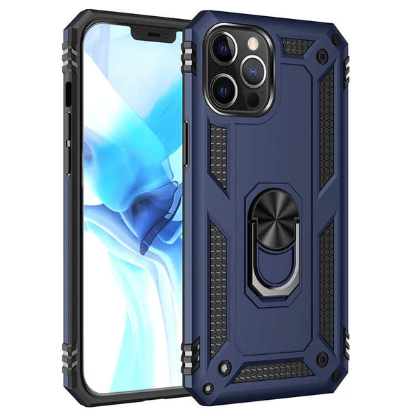 iPhone 12 Pro Max Kılıf Panzer Ring Tam Koruma Arka Kapak - Resim 2