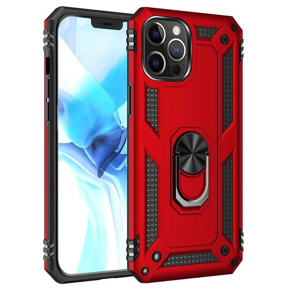 iPhone 12 Pro Max Kılıf Panzer Ring Tam Koruma Arka Kapak - Resim 8