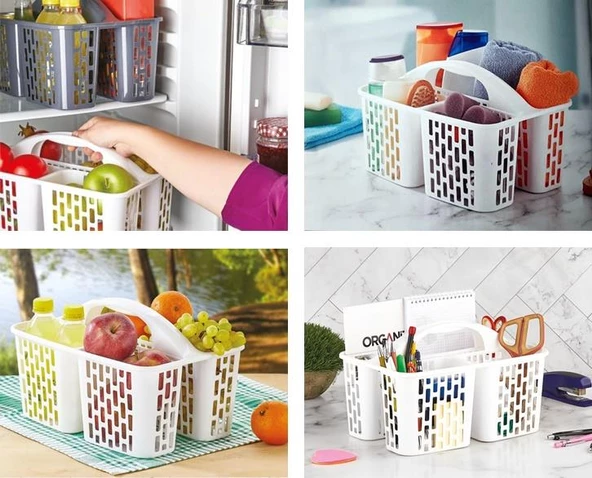 Geseus Taşıma Saplı Buzdolabı,Mutfak,Banyo Duzenleyici Organızer Beyaz-8114 ürün görseli 1