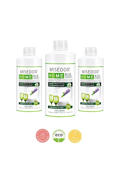 MİSEDOR 3 lü Set Doğal Elde Bulaşık Yıkama Deterjanı 500 ml ürün görseli 1