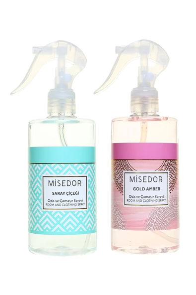 MİSEDOR 2 Li Set Gold Amber Ve Saray Çiçeği Oda Kokusu Ve Çamaşır Spreyi 330 ml ürün görseli 1
