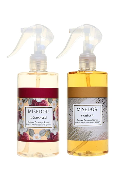 MİSEDOR 2 Li Set Gül Bahçesi Ve Vanilya Oda Kokusu Ve Çamaşır Spreyi 330 ml ürün görseli 1