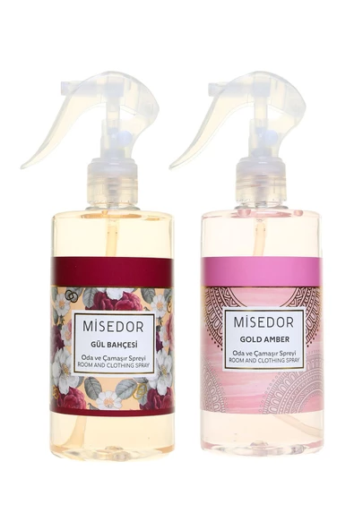 MİSEDOR 2 Li Set Gold Amber Ve Gül Bahçesi Oda Kokusu Ve Çamaşır Spreyi 330 ml ürün görseli 1