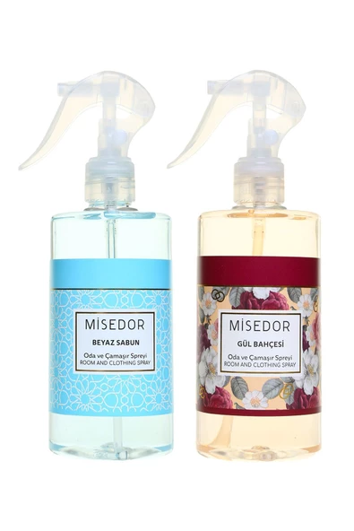 MİSEDOR 2 Li Set Beyaz Sabun Ve Gül Bahçesi Oda Kokusu Ve Çamaşır Spreyi 330 ml ürün görseli 1