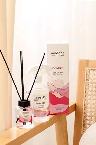MİSEDOR 2 li Set Powder Çubuklu Oda Kokusu 120 ml & Oda Spreyi 500 ml ürün görseli 1