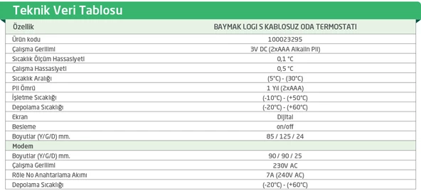 Baymak Logı S Kablosuz Oda Termostatı - Resim 7
