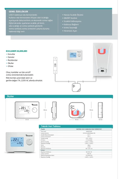 Baymak Logı S Kablosuz Oda Termostatı - Resim 3