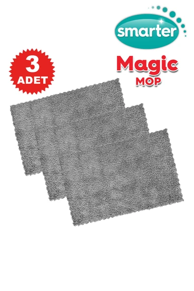 SMARTER MAGIC YEDEK MOP 3 ADET PASPAS TEMİZLİK SETİ MANDALLI YER YÜZEY TEMİZLİK HAVLUSU BEZİ UYUMLU ürün görseli 1