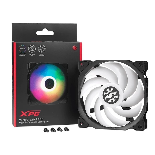 XPG ARGB  VENTO120ARGB-BKCWW 120MM TEKLİ 3PİN SİYAH KASA FANI ürün görseli 1