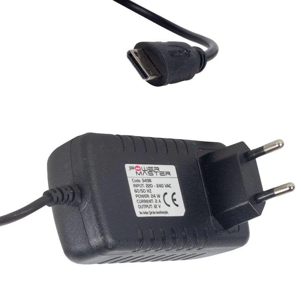 Powermaster PM-3498 12 Volt - 2 Amper Mini HDMI Uçlu Pos Makinesi Adaptörü ürün görseli 1