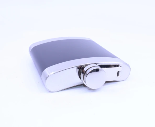 Siyah - Krom  Cep Matarası-Flask 7 OZ - Resim 3
