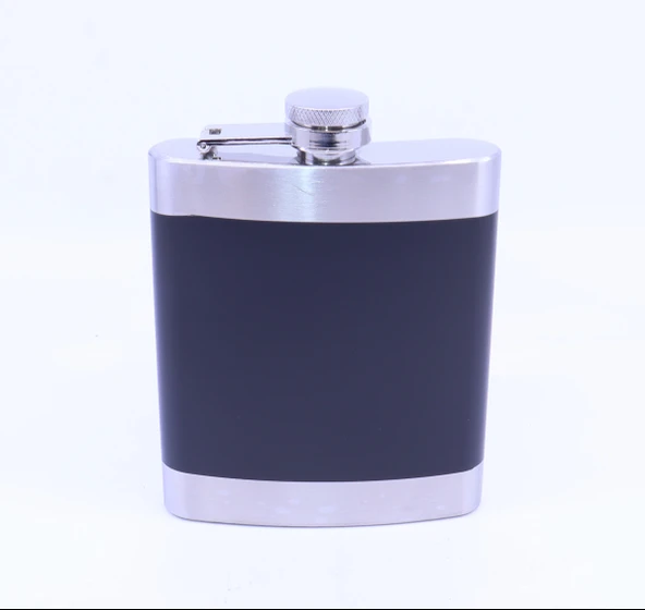 Siyah - Krom  Cep Matarası-Flask 7 OZ ürün görseli 1