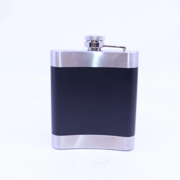 Siyah - Krom  Cep Matarası-Flask 7 OZ - Resim 6