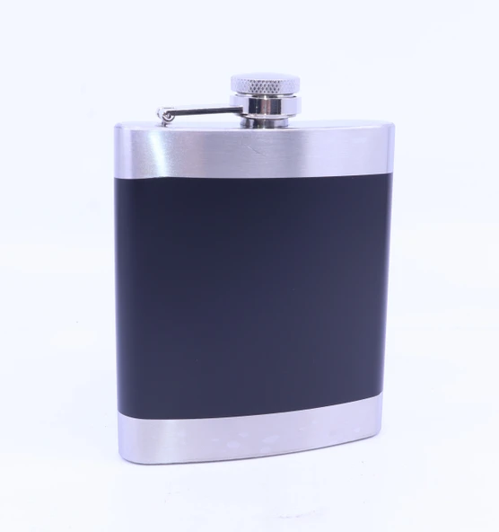 Siyah - Krom  Cep Matarası-Flask 7 OZ - Resim 2