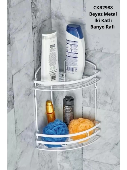 Cooker CKR2988 Beyaz Metal Banyo Rafı İki Katlı ürün görseli 1
