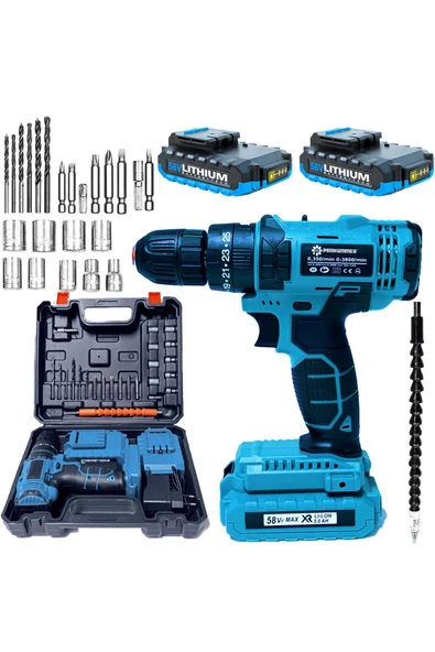prohummer PHSM189 Ultra Akülü 58vf Darbeli Vidalama Matkap Seti ürün görseli 1