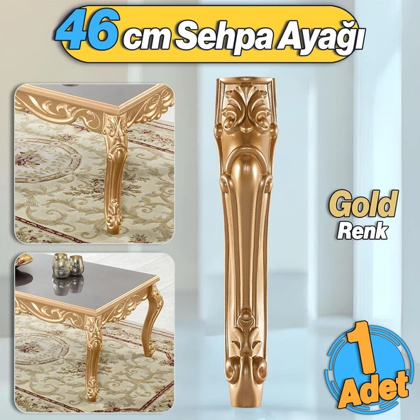 Erva Plastik Sehpa Ayağı 46 cm Gold Altın Orta Ayak Zigon Sehpa Mobilya Masa Ayakları Altın 1 Adet ürün görseli 1