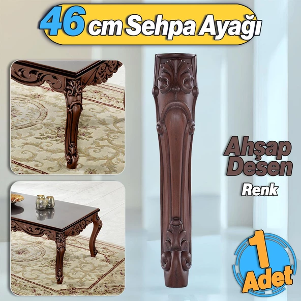 Erva Plastik Sehpa Ayağı 46 cm Ahşap Desenli Orta Ayak Zigon Sehpa Mobilya Masa Ayakları Kahverengi ürün görseli 1