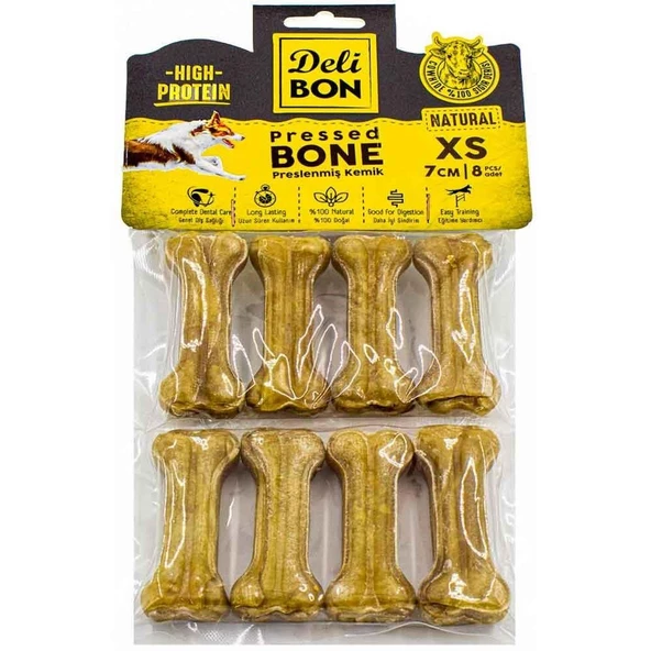 DELİBON DERİ PRES KEMİK 7CM XS BOY 8Lİ PAKET NATUREL 7CMX8AD. ürün görseli 1