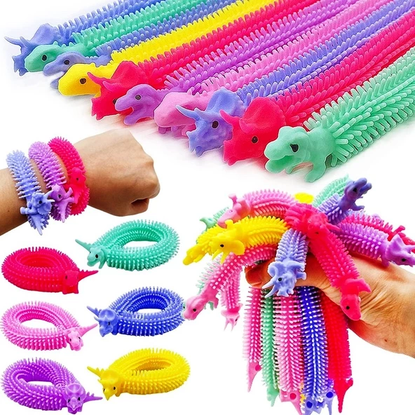 4 ADET DUYUSAL DİNAZORLU STRES OYUNCAĞI UZAYAN BİLEKLİK DINOSAUR SENSORY FİDGET TOY ANTİ STRESS TOYS ürün görseli 1