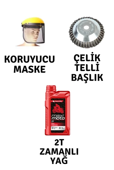 Motorlu Tırpan Seti Koruyucu Maske-Çelik Telli Başlık-Yağ ürün görseli 1