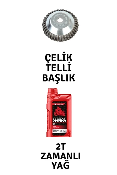 Rapco Motorlu Tırpan Çelik Telli Başlık ve Petrol Ofisi Maximoto 2T Zamanlı Yağ ürün görseli 1