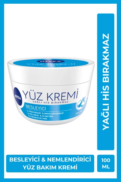 Besleyici Yüz Bakım Kremi 100ml, 24 Saat Nemlendirici, Makyaj Bazı, Yağlı His Bırakmaz, Hızlı Emilir ürün görseli 1