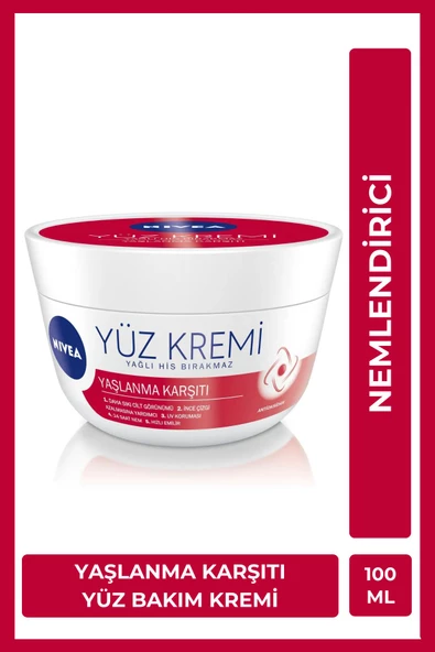 Yaşlanma Karşıtı Yüz Bakım Kremi 100ml, Nemlendirici, Sıkı Cilt Görünümü, Antioksidan, UV Koruması ürün görseli 1